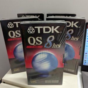5 Pack TDK Premium Quality QS VHS Tapes T-120 8 Hour- New & Sealed